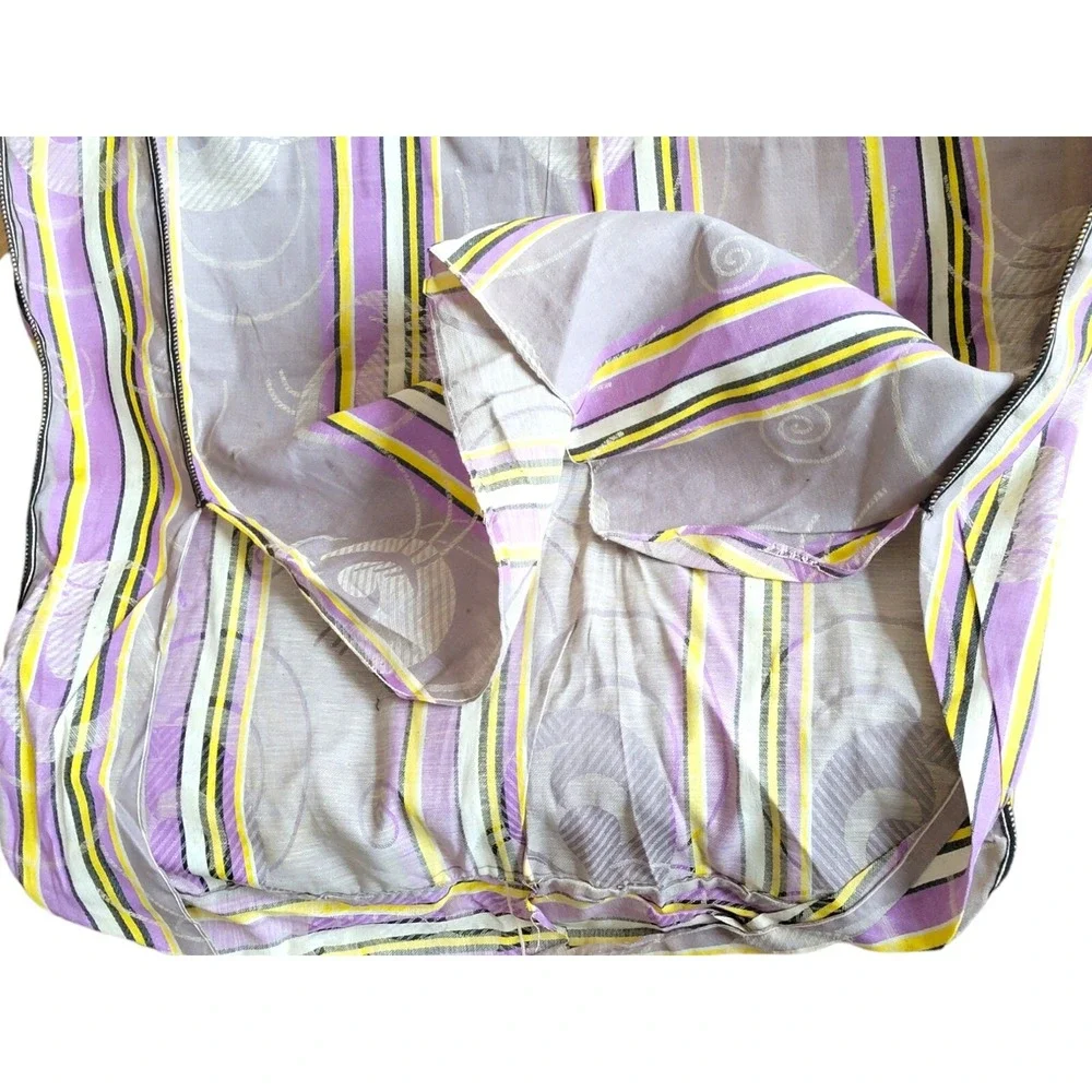 Vintage MCM Mattress Ticking New Old Stock  Purple Gray Yellow‎